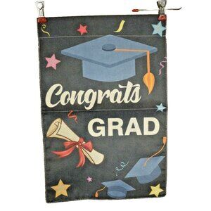 Congrats Grad 12 x 18 Double Sided Nylon Burlap Garden Flag